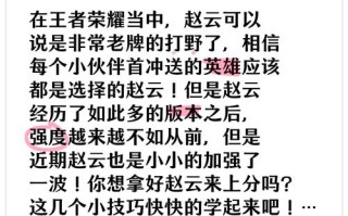 王者荣耀赵云打野教学（王者荣耀赵云打野教学）