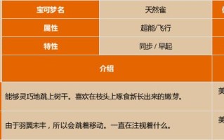 天然雀技能？天然雀进化顺序图