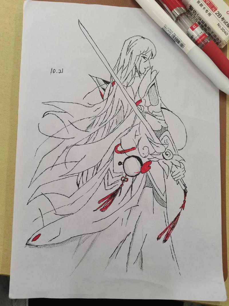王者荣耀李白画法教程？王者荣耀李白咋画？-第5张图片-93游戏